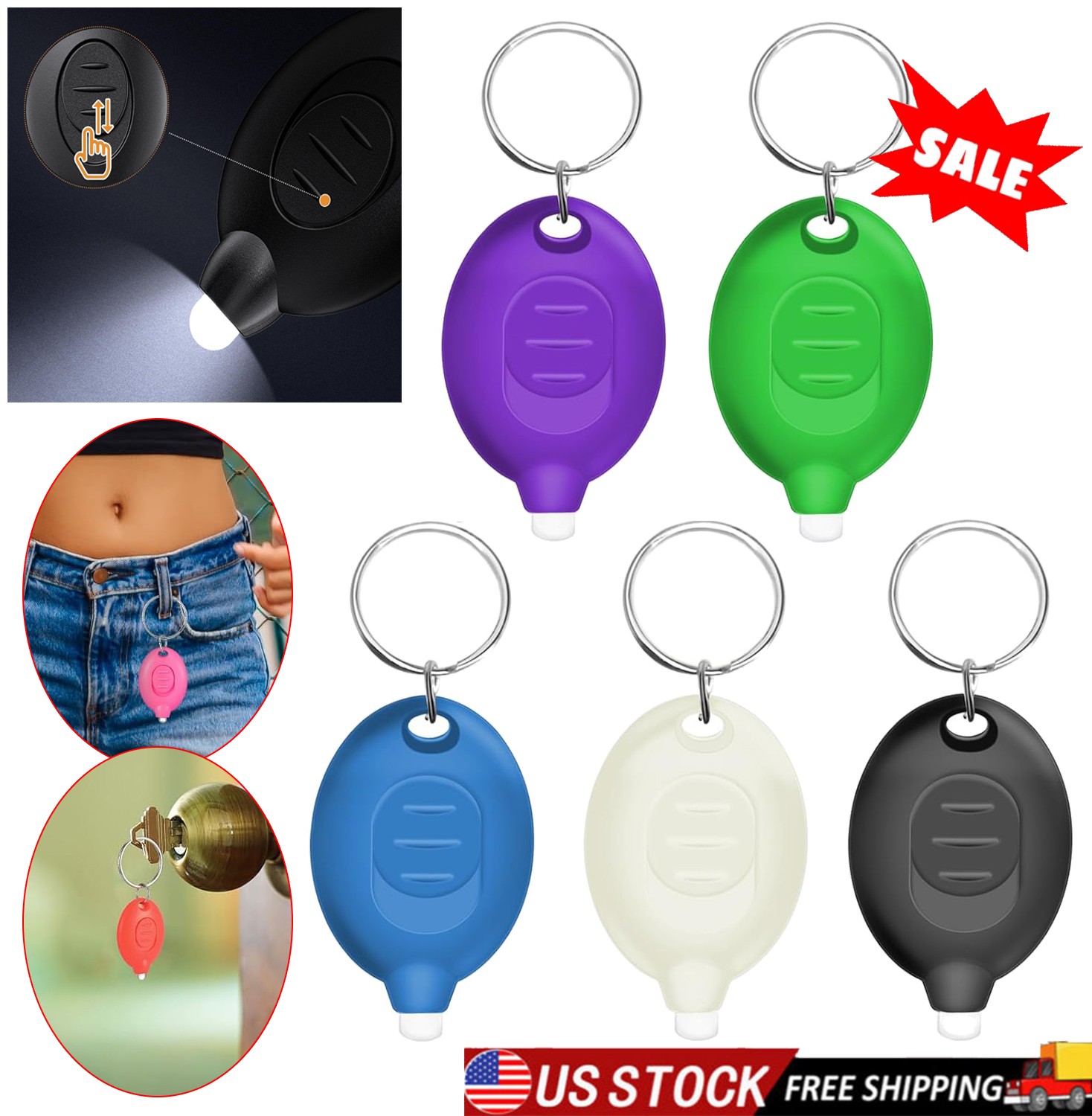 5x LED Keychain Flashlight, Ultra Bright Tiny Flashlight, Small Keychain Flashli