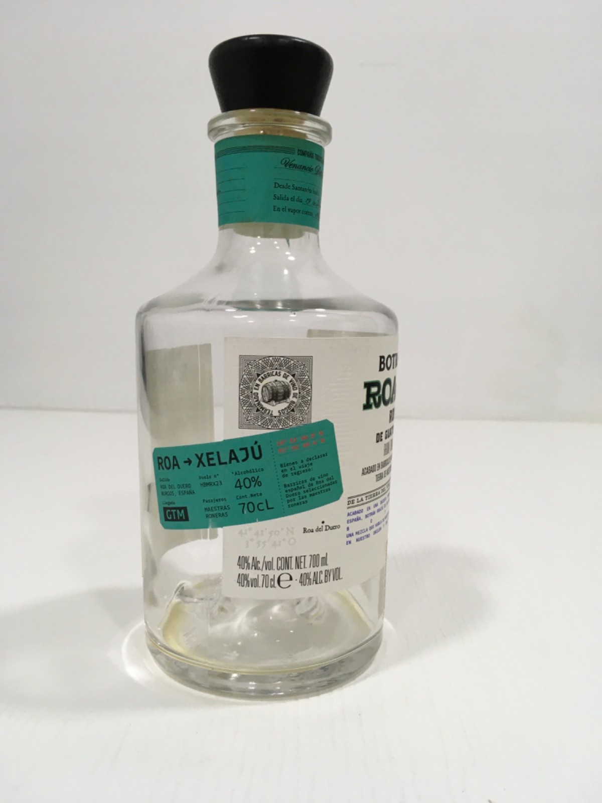 Botran. Roaju ron de Guatemala, empty bottle
