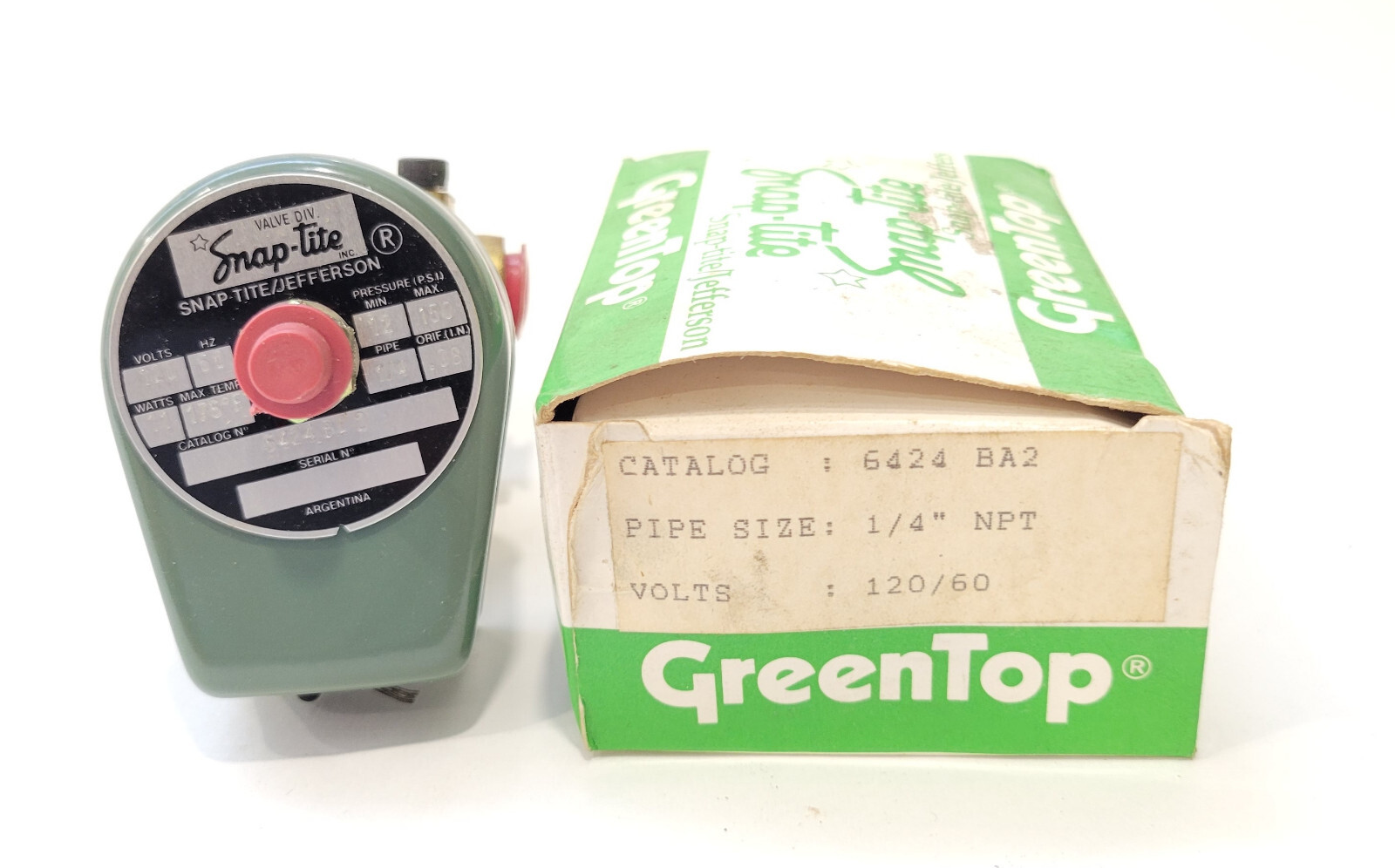 Snap-Tite Jefferson 6424 BA2 Solenoid Valve 120V AC 11W 1/4" NPT 150 PSI 6424BA2