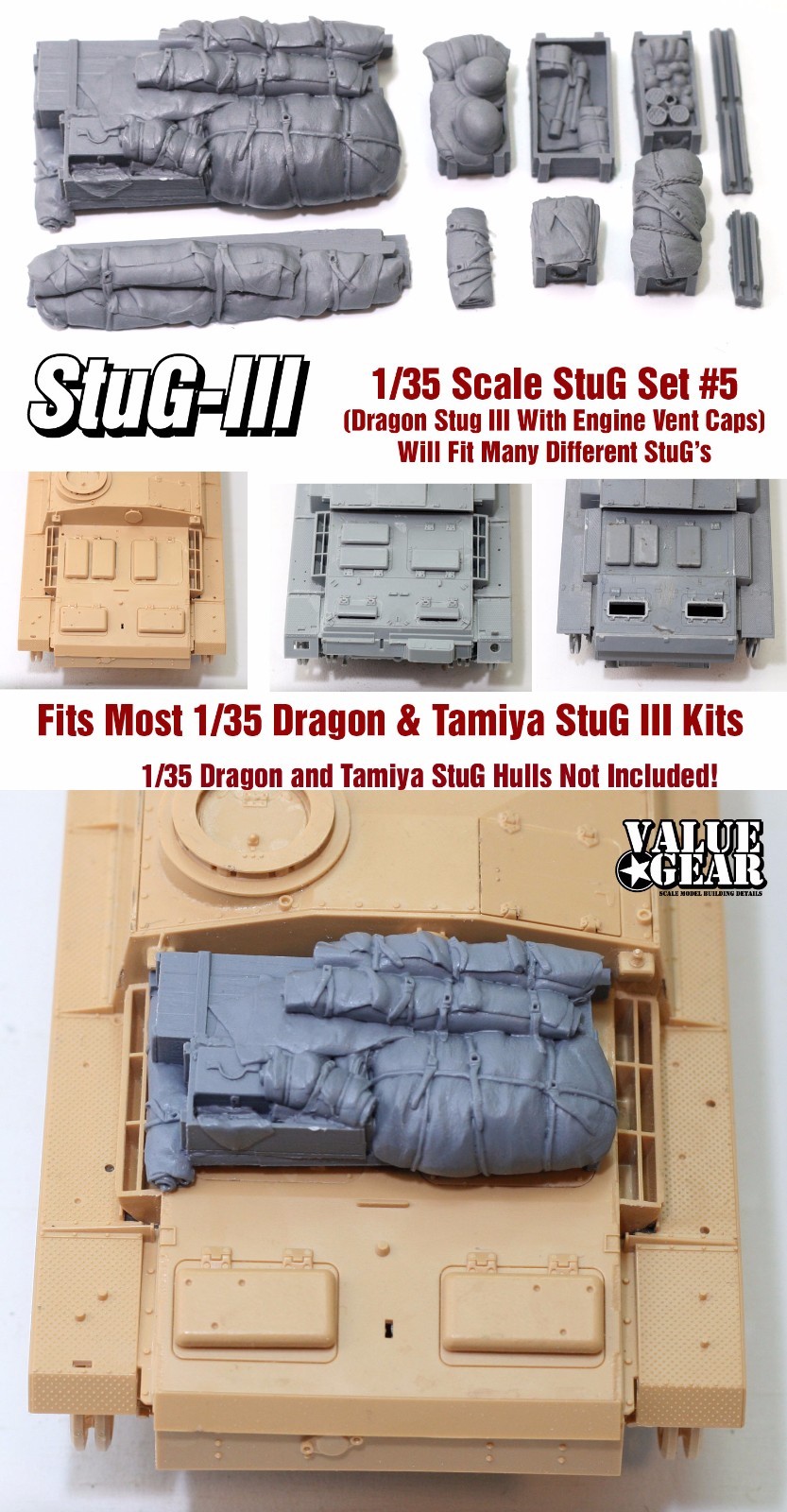 1/35 Scale StuG III Deck Stowage Set #5 (8 Pieces) - Value Gear Resin