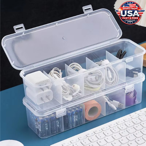 Cable Organizer Box Cord Storage Case Electronics Charger Holder Desk Drawer