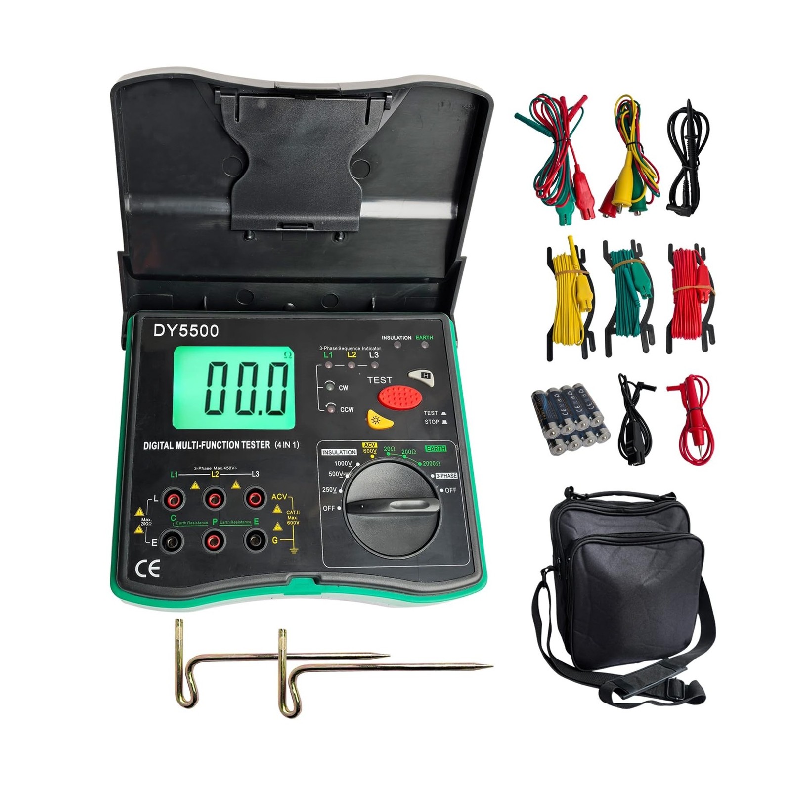 4-in-1 Digital Multimeter with Ground Earth Resistance Tester, Insulation Res...