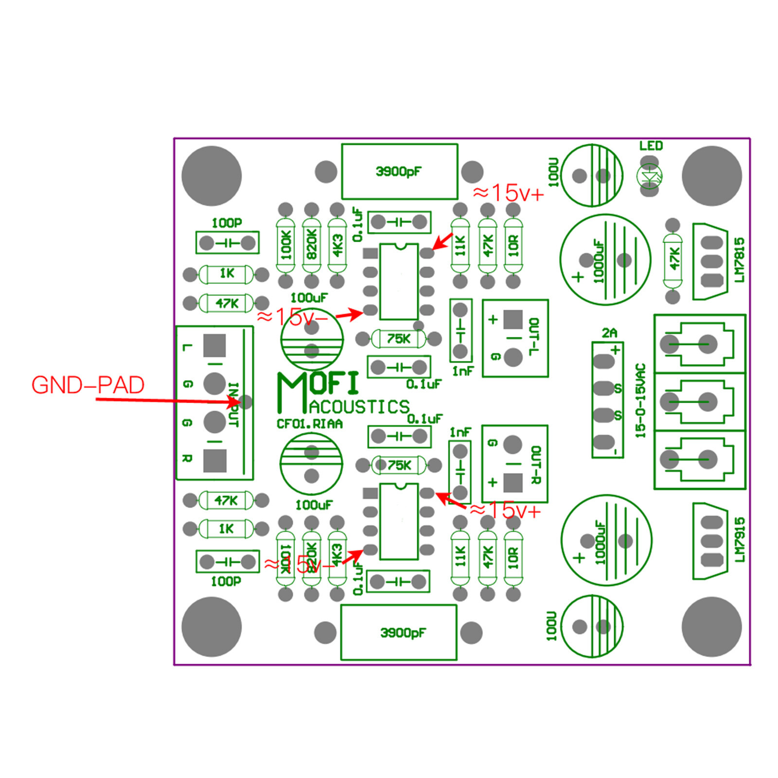 1pc MMCF01-OP Phono Amplifier(MM) RIAA Finished boards
