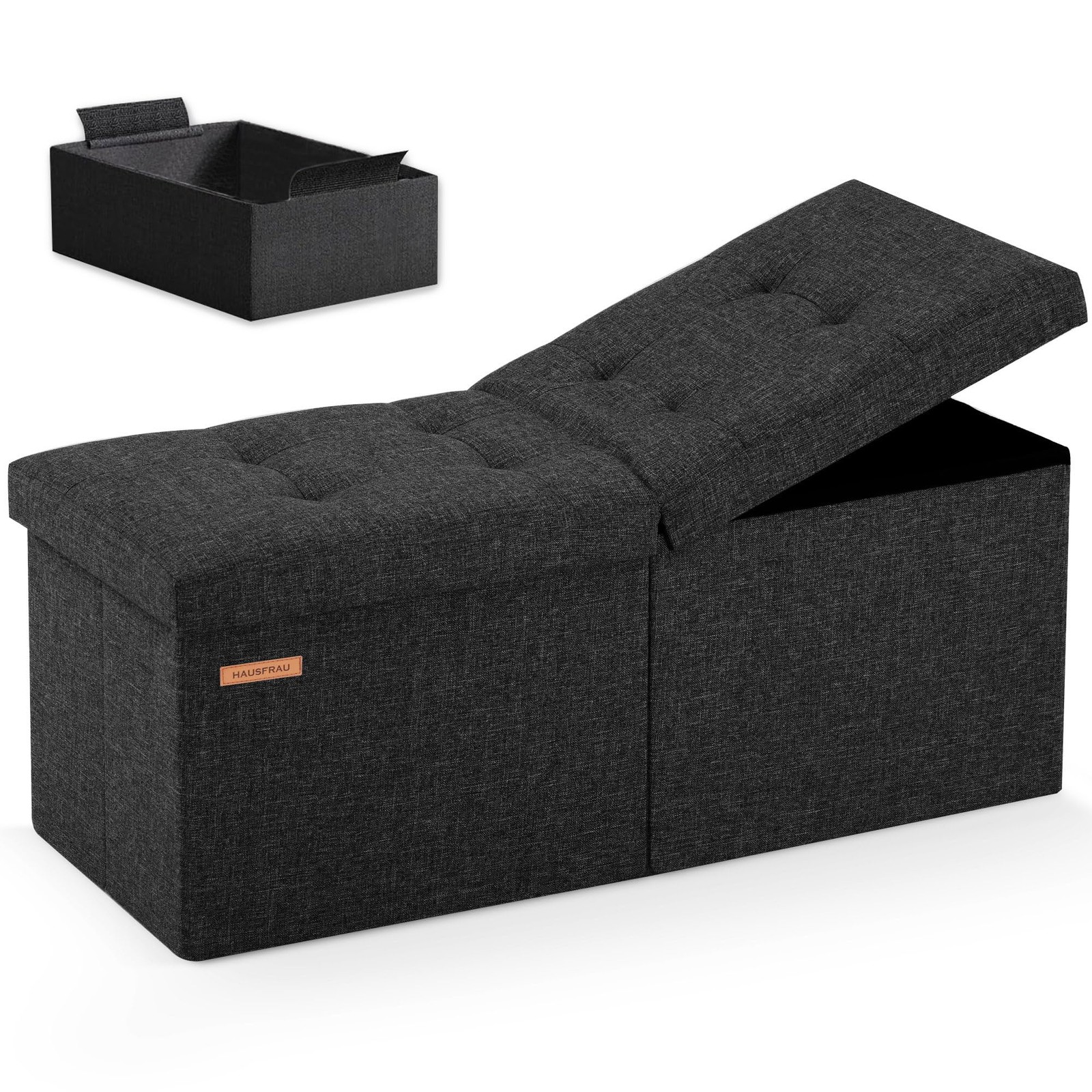 31.5 Inches Ottoman with Storage, Folding Ottoman Bench Small Foot Rest Stool...