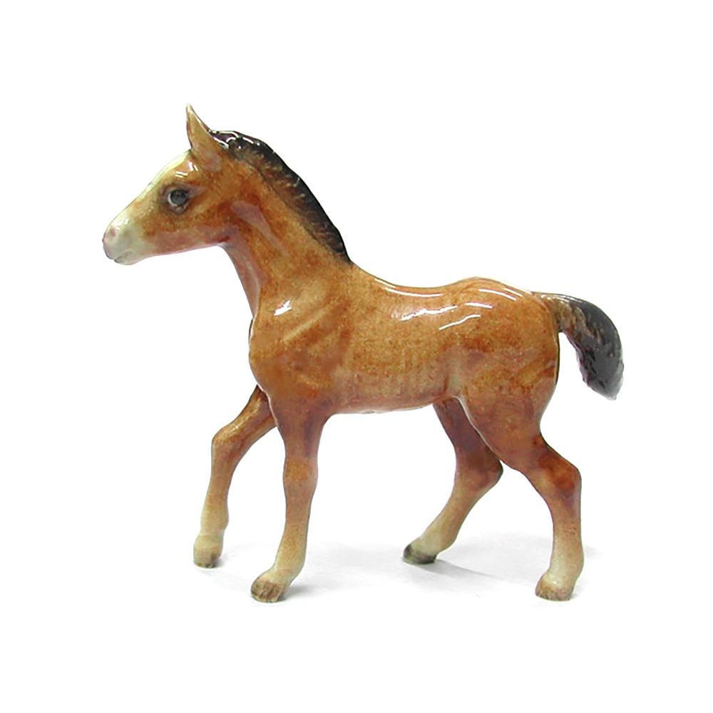 Northern Rose Horse - Bay Foal Standing Animal - Miniature Porcelain Figurine