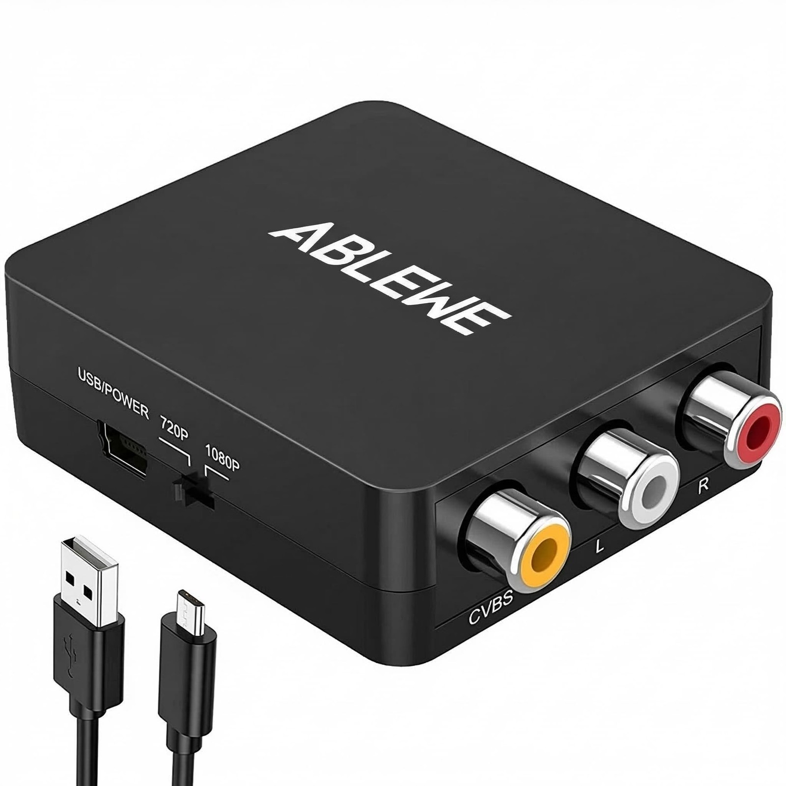 ABLEWE RCA to HDMI,AV HDMI Converter, 1080P Mini Composite CVBS Black