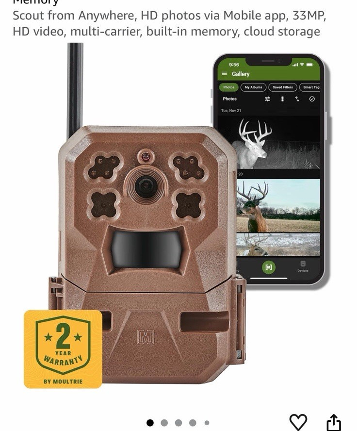 Moultrie Edge Cellular Trail Camera 33MP Built-In Memory 720p 80ft Night Vision