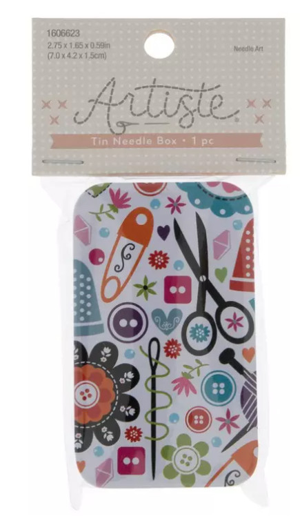 Artiste Sewing Icons Tin Needle Box New