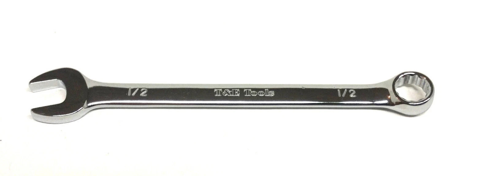 T&E Tools Combination Wrench 41616 1/2 SAE 12 Pt. Chrome Alloy 7" Long