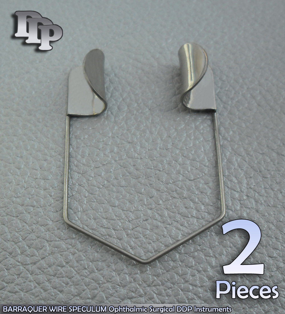 2 Pcs BARRAQUER SPECULUM Solid Blade LARGE Ophthalmic Surgical Instruments
