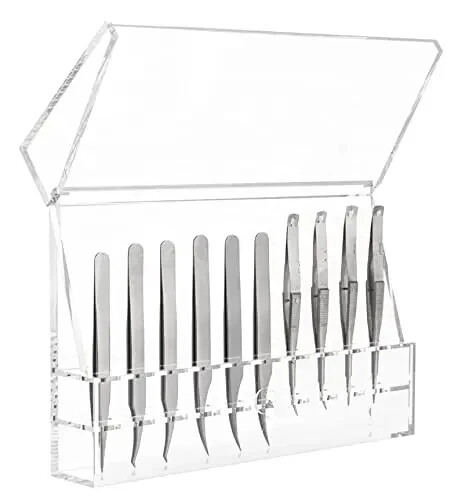 Dust-proof Tweezers Holder - Lash Extension Supplies Stand, 10 Hole, Clear