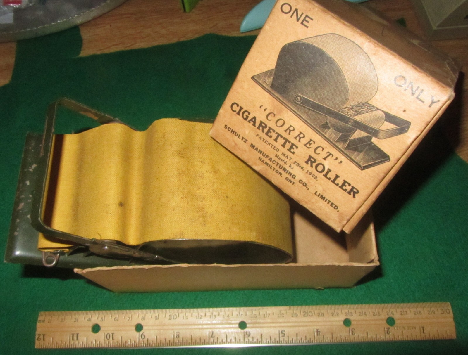 rare vintage "Correct" 'One' 'Only' 'CIGARETTE ROLLER'  machine w/ box