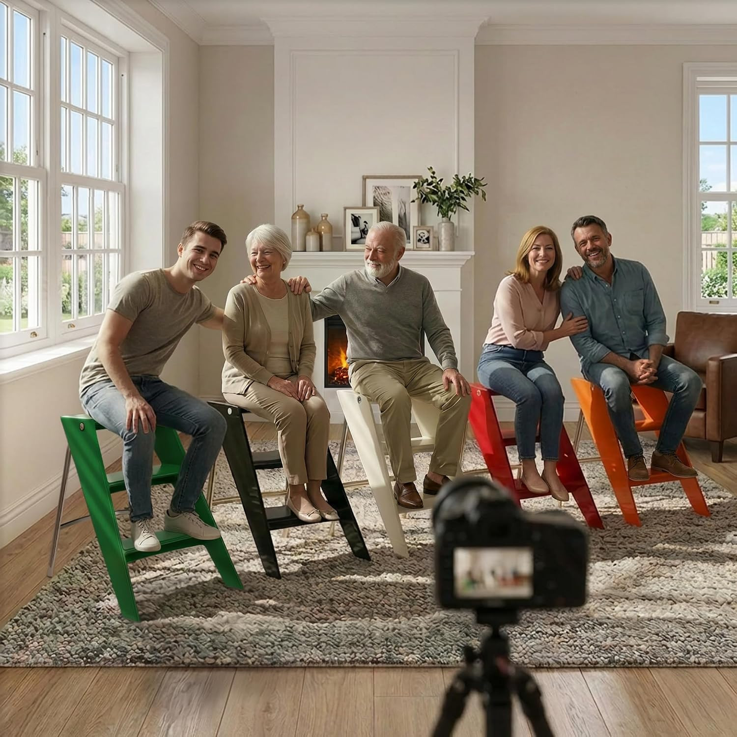 Modern Folding Chair - Multifunctional Design Doubles as Step Stool & Storage Sh
