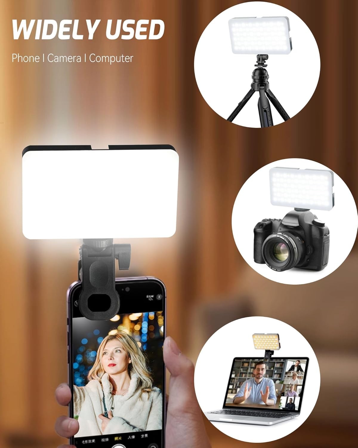 Portable Selfie Light for iPhone 90 LED Rechargeable Fill Light
