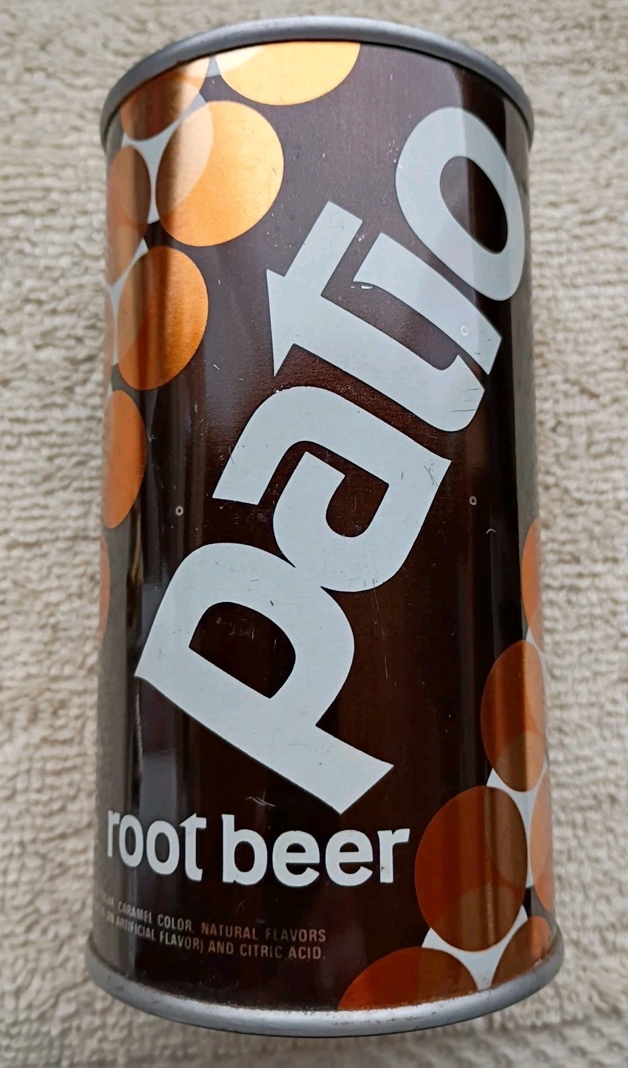 RARE VINTAGE PATIO ROOT BEER BANK CAN 12oz STRAIGHT STEEL CAN - PEPSICO