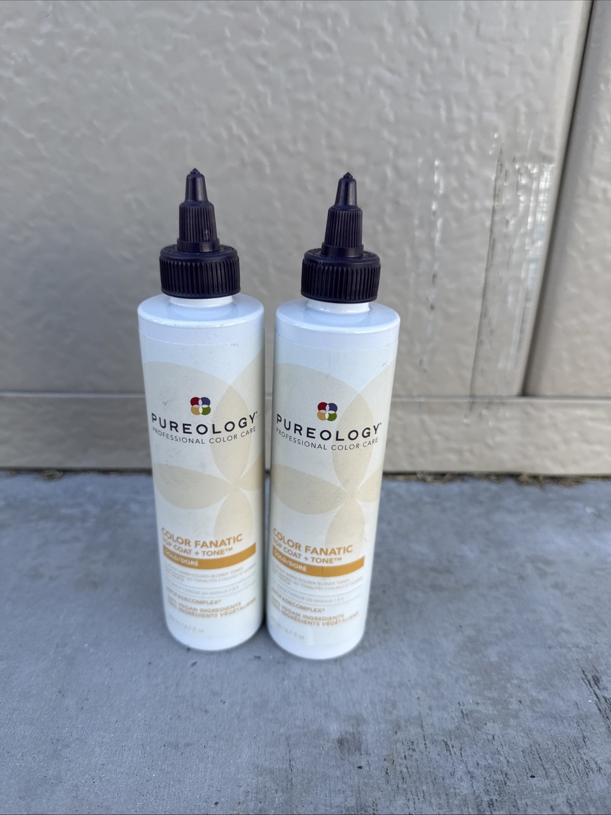 2 Pc Pureology Color Fanatic Top Coat + Gold Tone Treatment 6.7 oz
