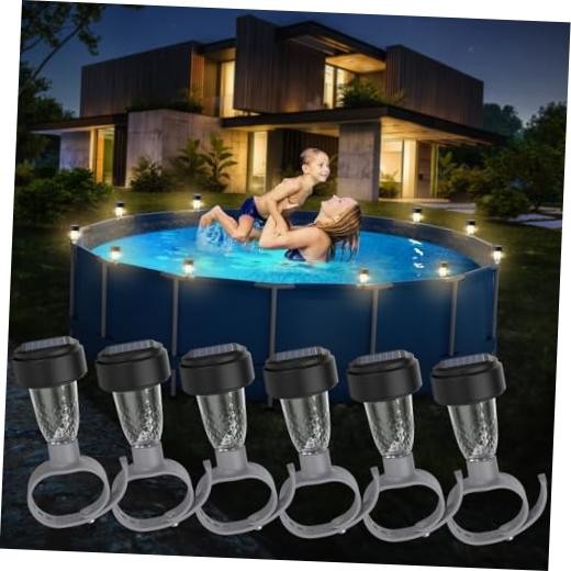 VICHTOP Solar Pool Lights - 6 Pack, Pool Light for Framed Above Ground 6-Pack