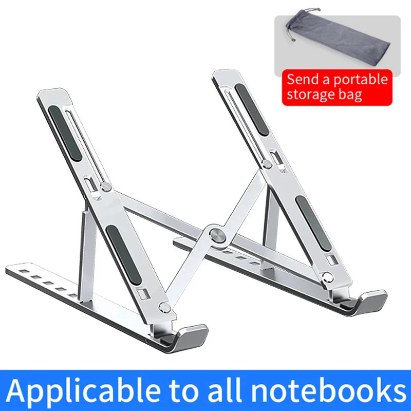 Aluminum Alloy Laptop Holder Stand Adjustable Foldable Portable for Notebook Com
