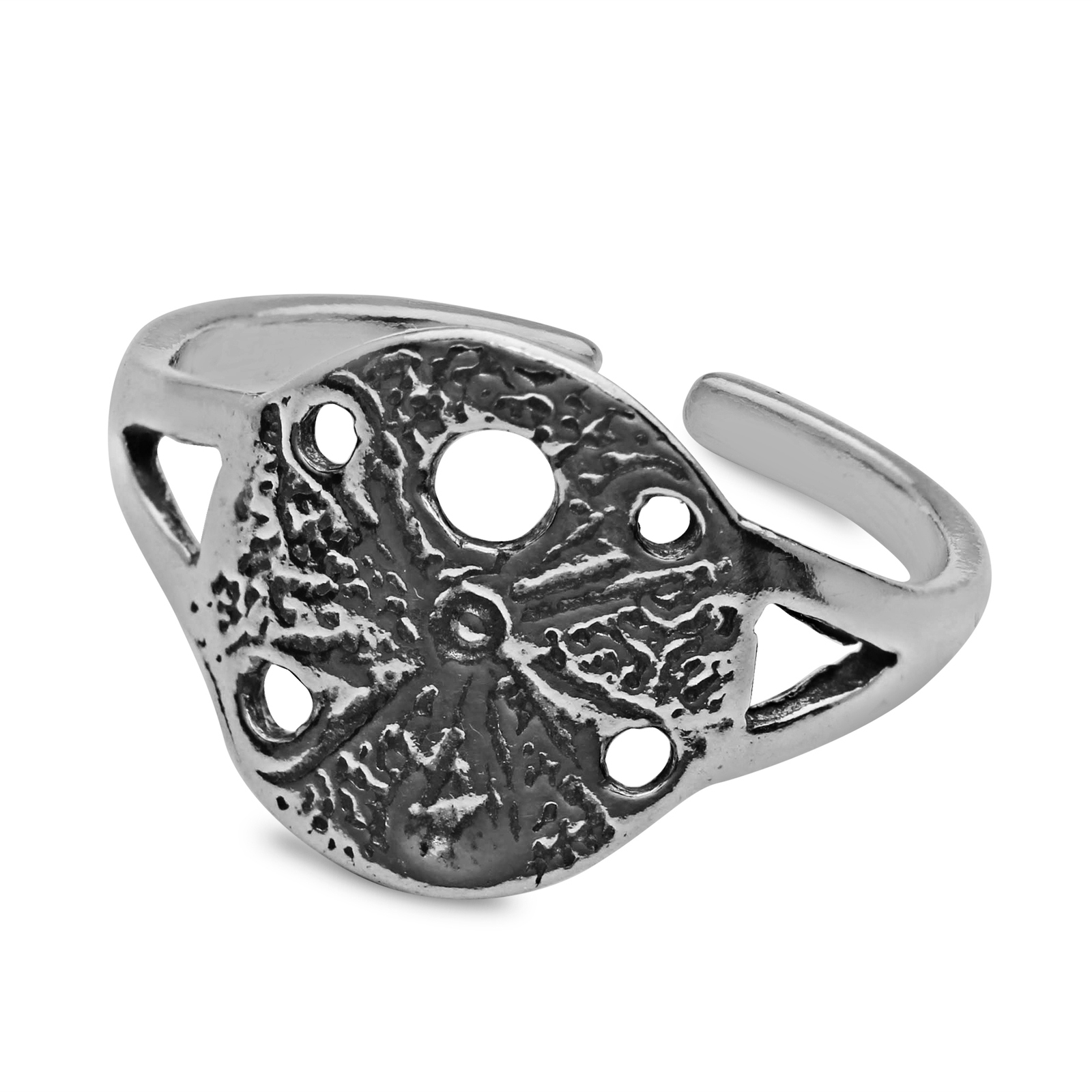 Sterling Silver Toe Ring Aquatic Dollar Oxidized Beach Jewelry