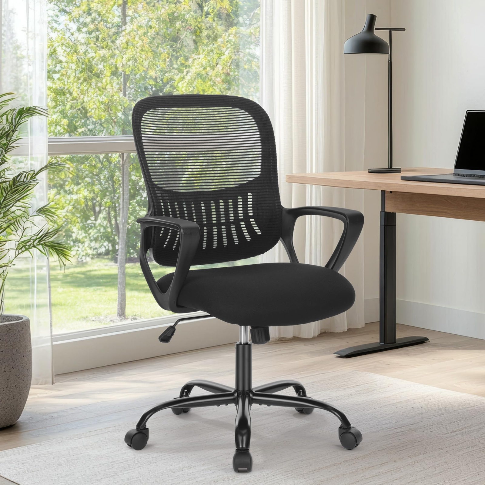 Office Chair Ergonomic Swivel Adjustable Computer Chair for Home Bedroom Black