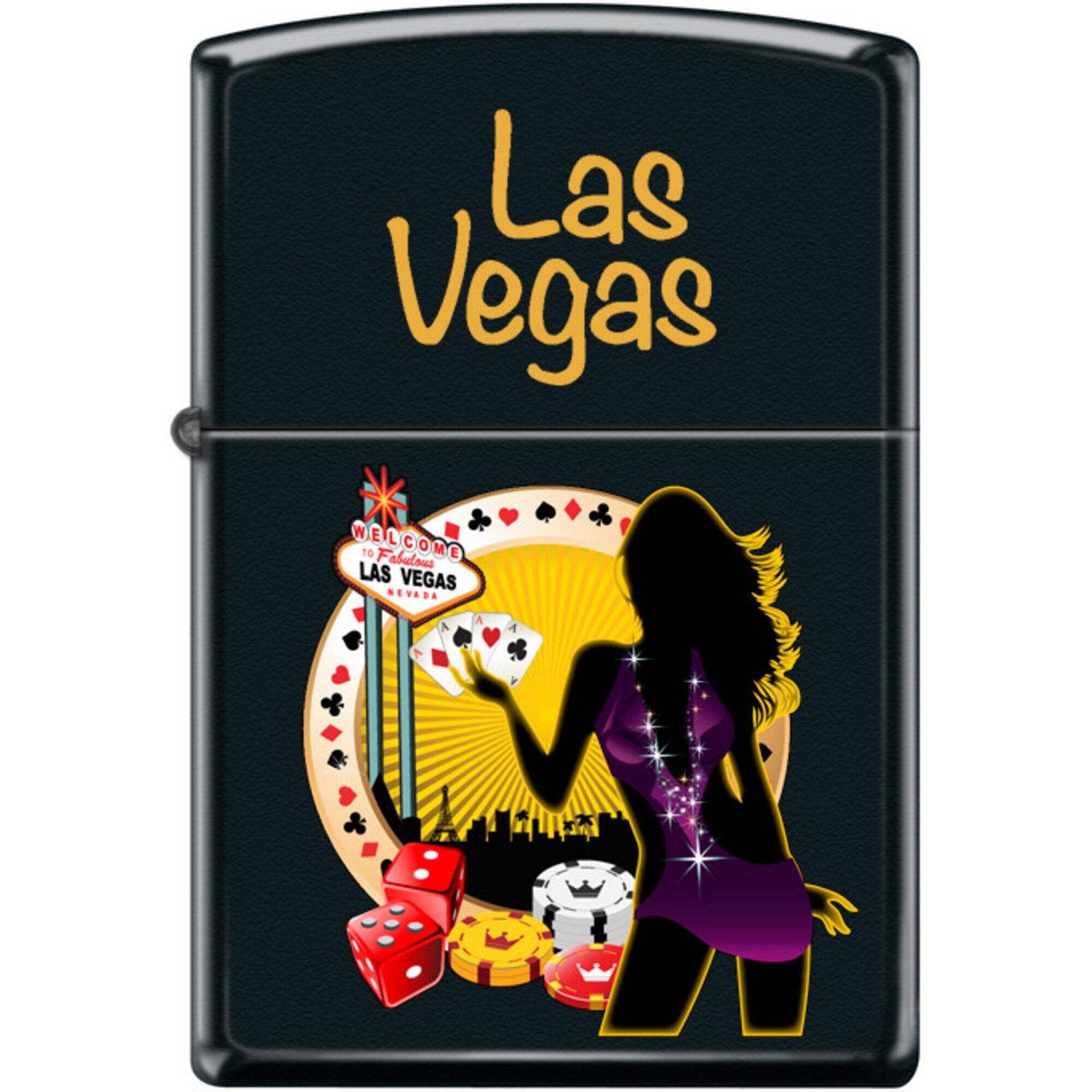 Zippo Windproof Pocket Lighter LV Girl Gambling Black Matte Metal XC388
