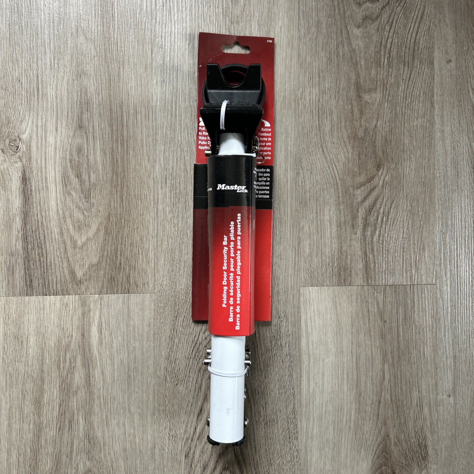 Master Lock Sliding Door Stopper Security Bar Adjustable Hinged Knob Brace NEW