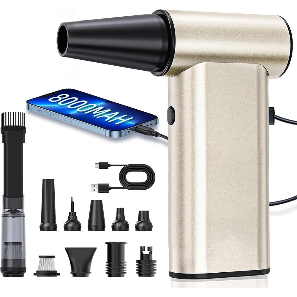Compressed Air Duster, 300000RPM Mini Electric Air Duster Cordless