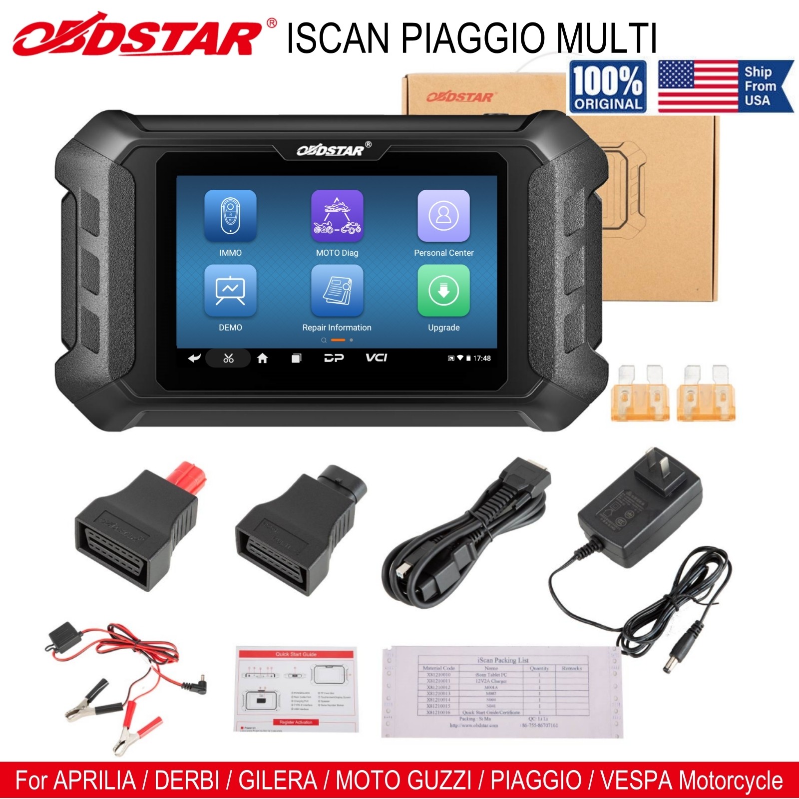 OBDSTAR ISCAN for PIAGGIO Series Motorcycle Diagnostic Scanner IMMO Prog-ramming