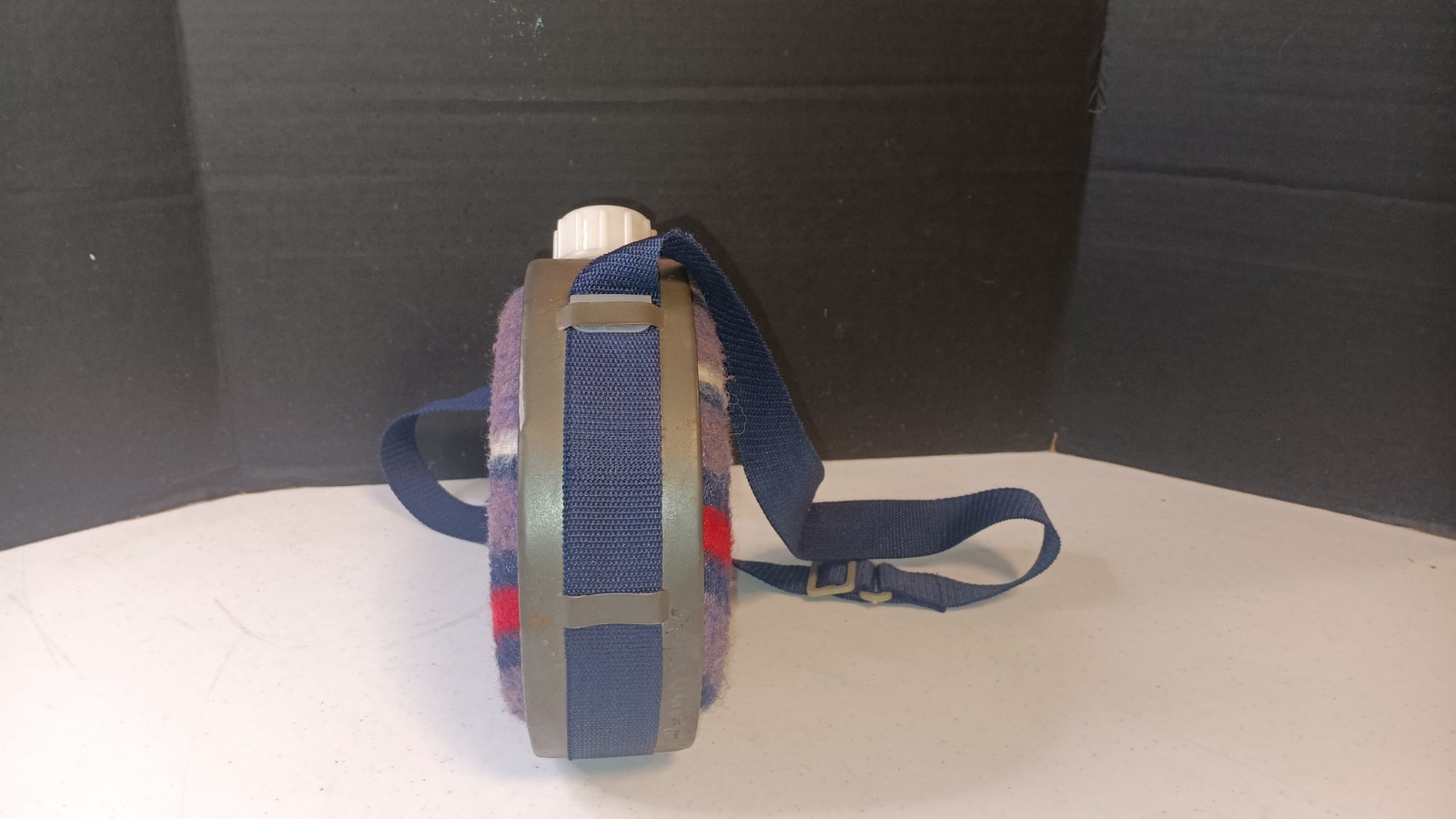 Vintage Camping Canteen With Striped Wool Cover