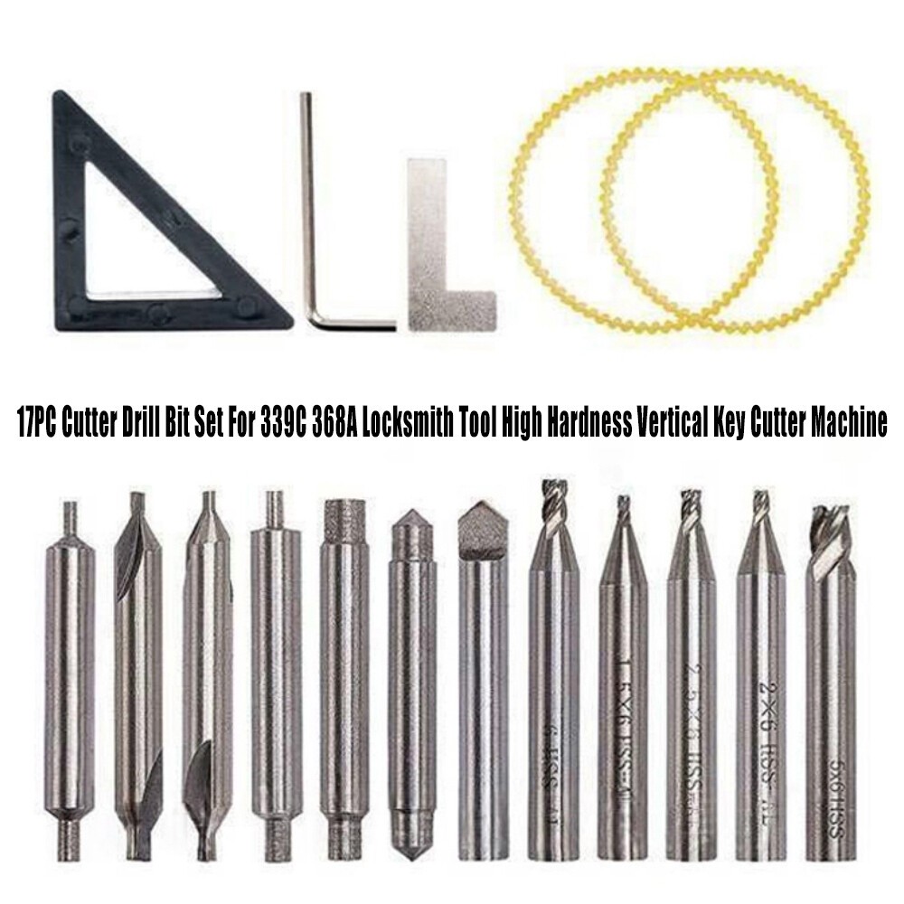 17pcs/set Drill Bits Set For 368A Locksmith Tool Vertical Key Machine Cutter