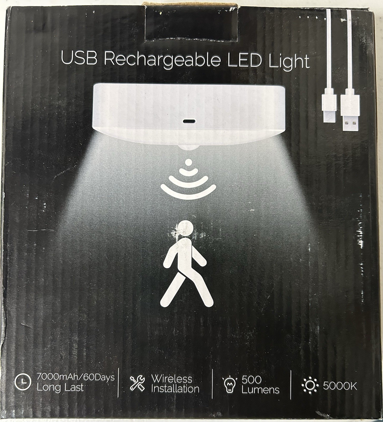Moragin Wireless Motion Sensor Light, USB Rechargeable Wall Mount, White