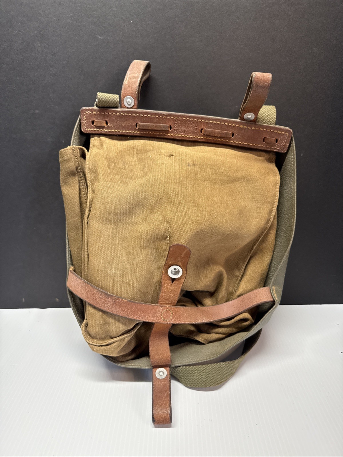Vintage Army Military Bread Bag Shoulder Bag ER. Hadorn 8 Sattlerei 6 Forst B. T