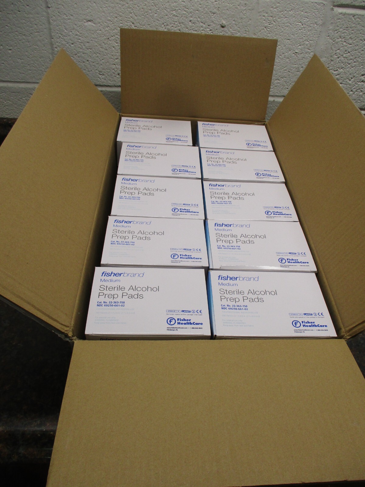 CASE OF 4000 Fisher brand 22-363-750 Sterile Alcohol Prep Pads 20 BOXES OF 200