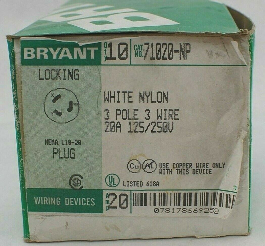 Bryant 71020-NP Locking Plug (Box of 2)
