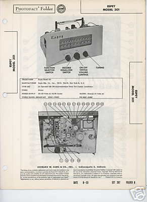 Espey 301 Tuner-Sams Photofact Tech Docs