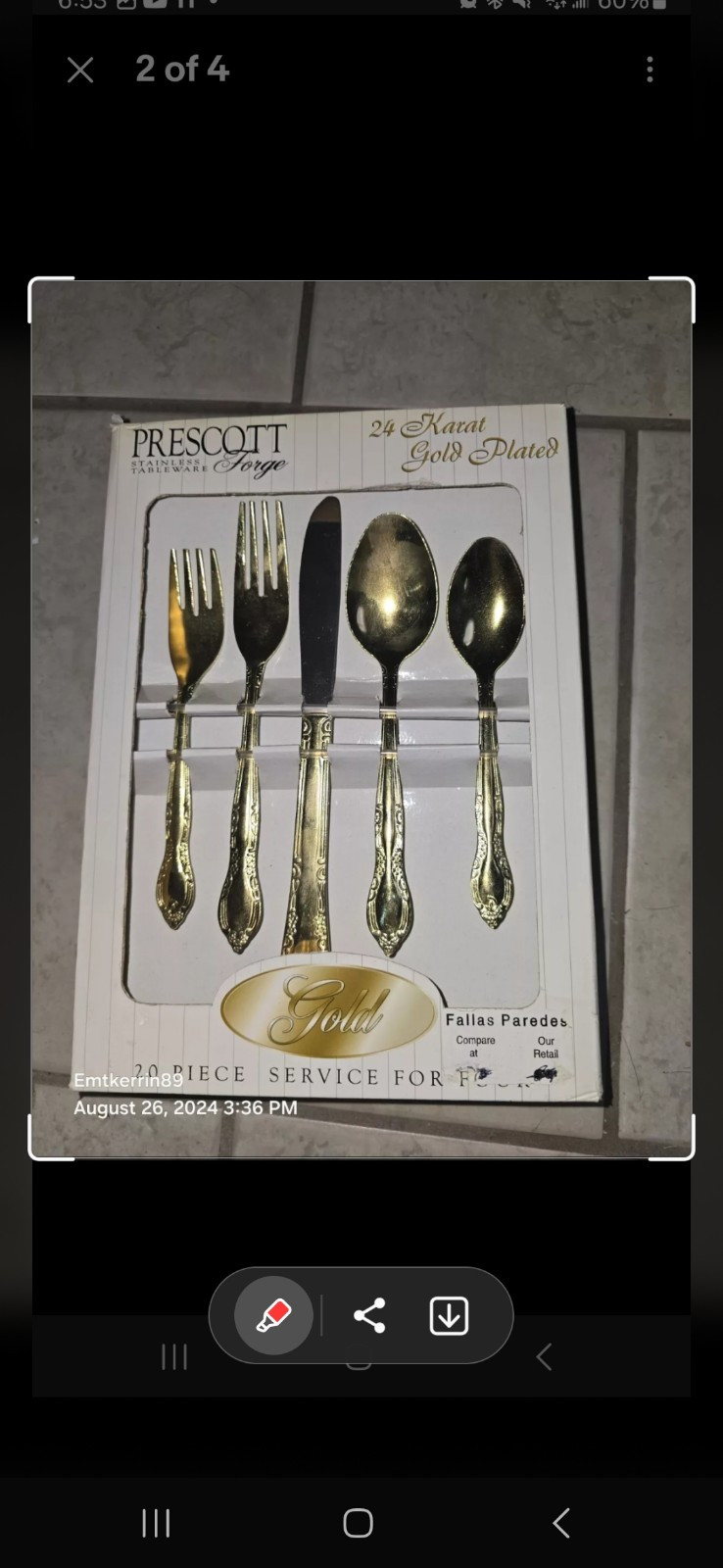 Gold Plated Stainless Flatware Service For 4 Tableware 20pc