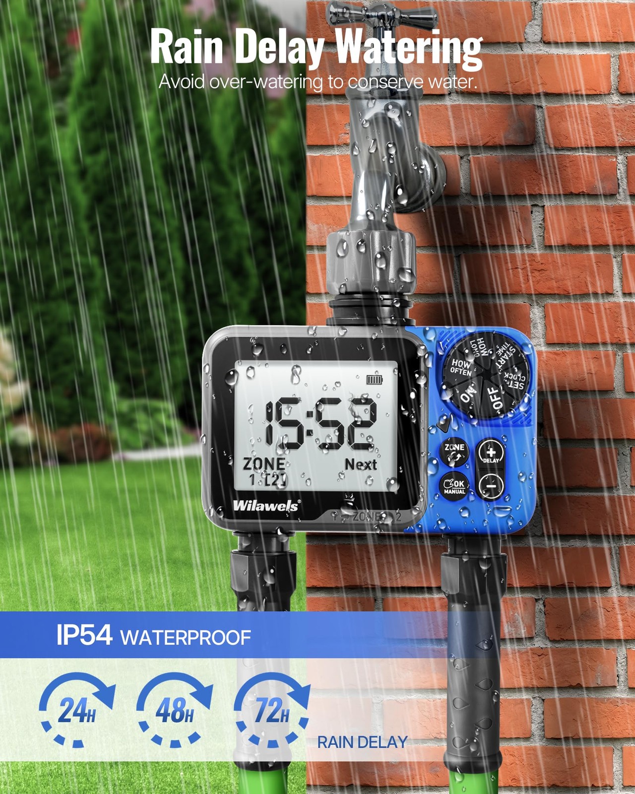 Water Timer for Garden Hose, 2 Zone Sprinkler Timer, Automatic Irrigation Sys...