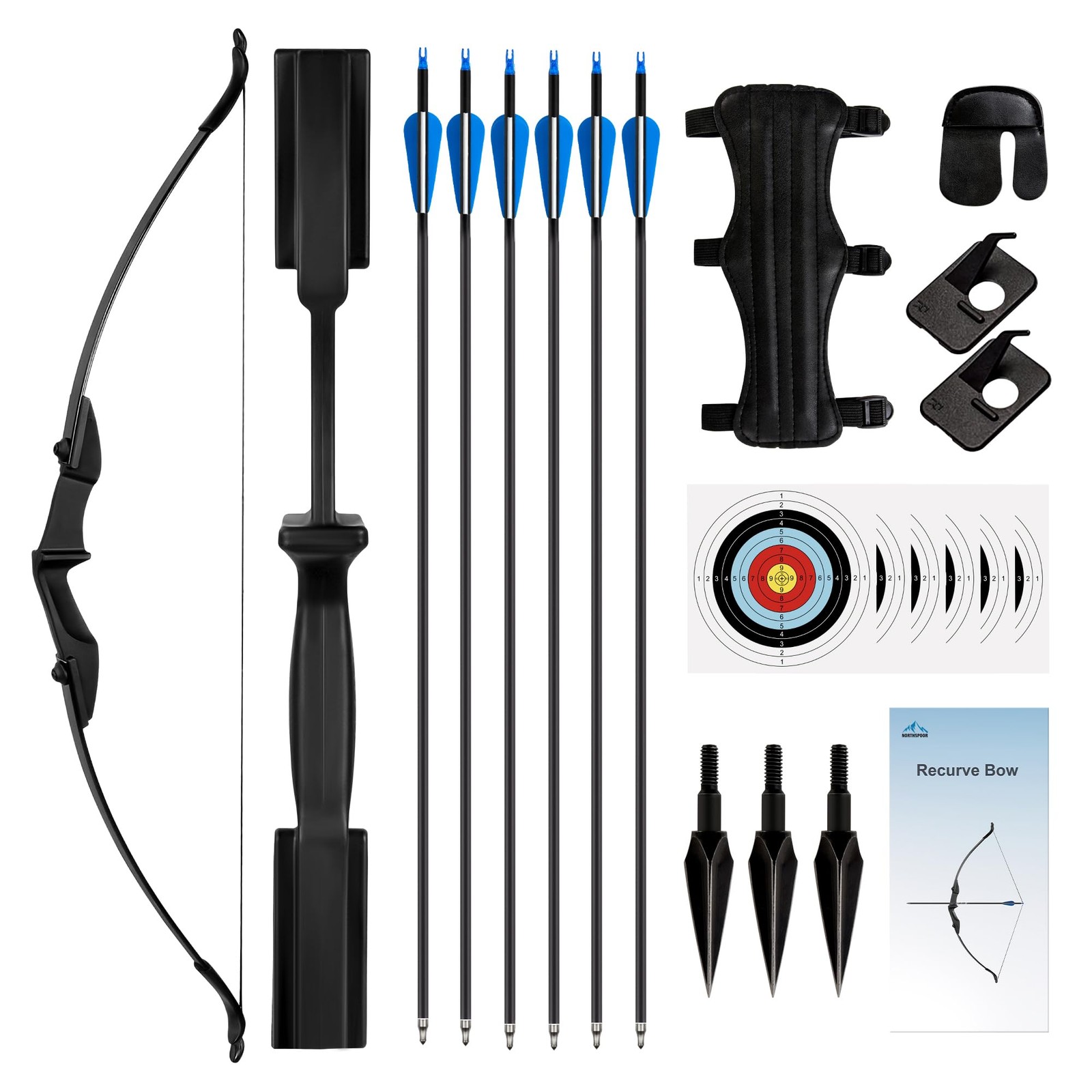 NorthSpoor Recurve Bow and Arrow Set 40lbs Takedown Adult Left Right Hand