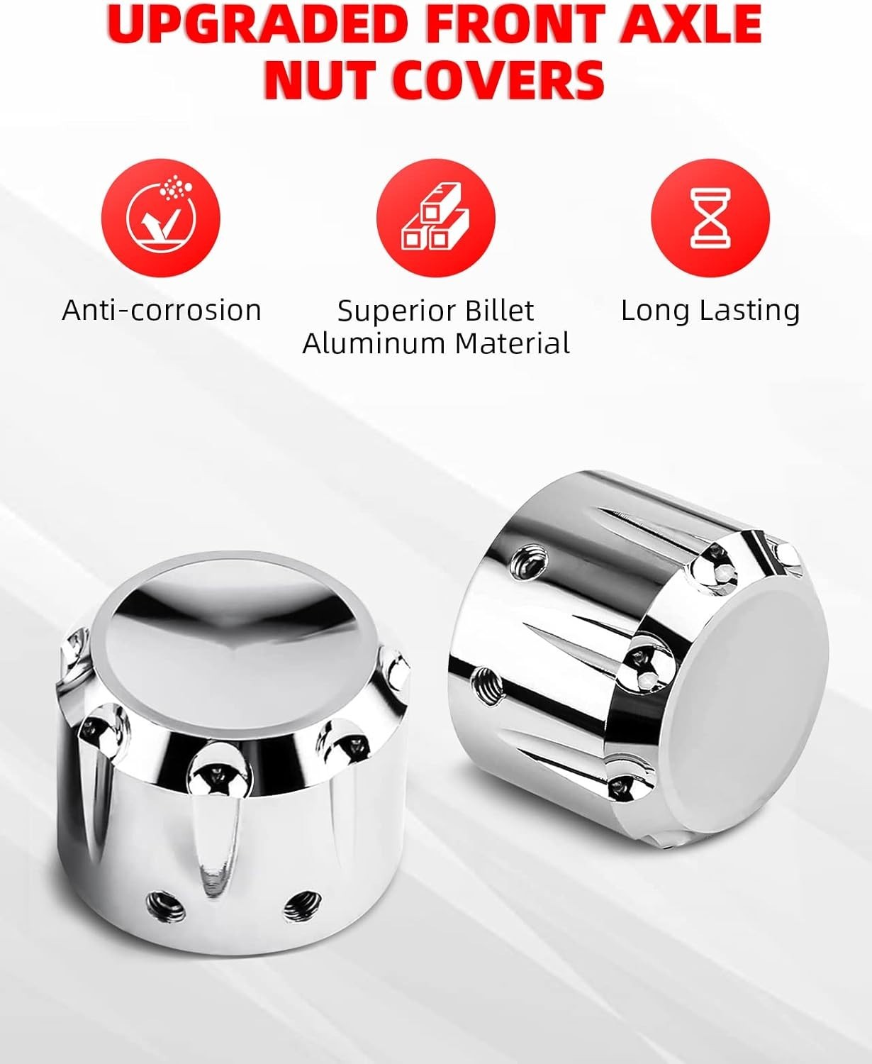 Chrome Front Axle Nut Covers Axle Nut Caps Compatible for Harley Davidson Spo...