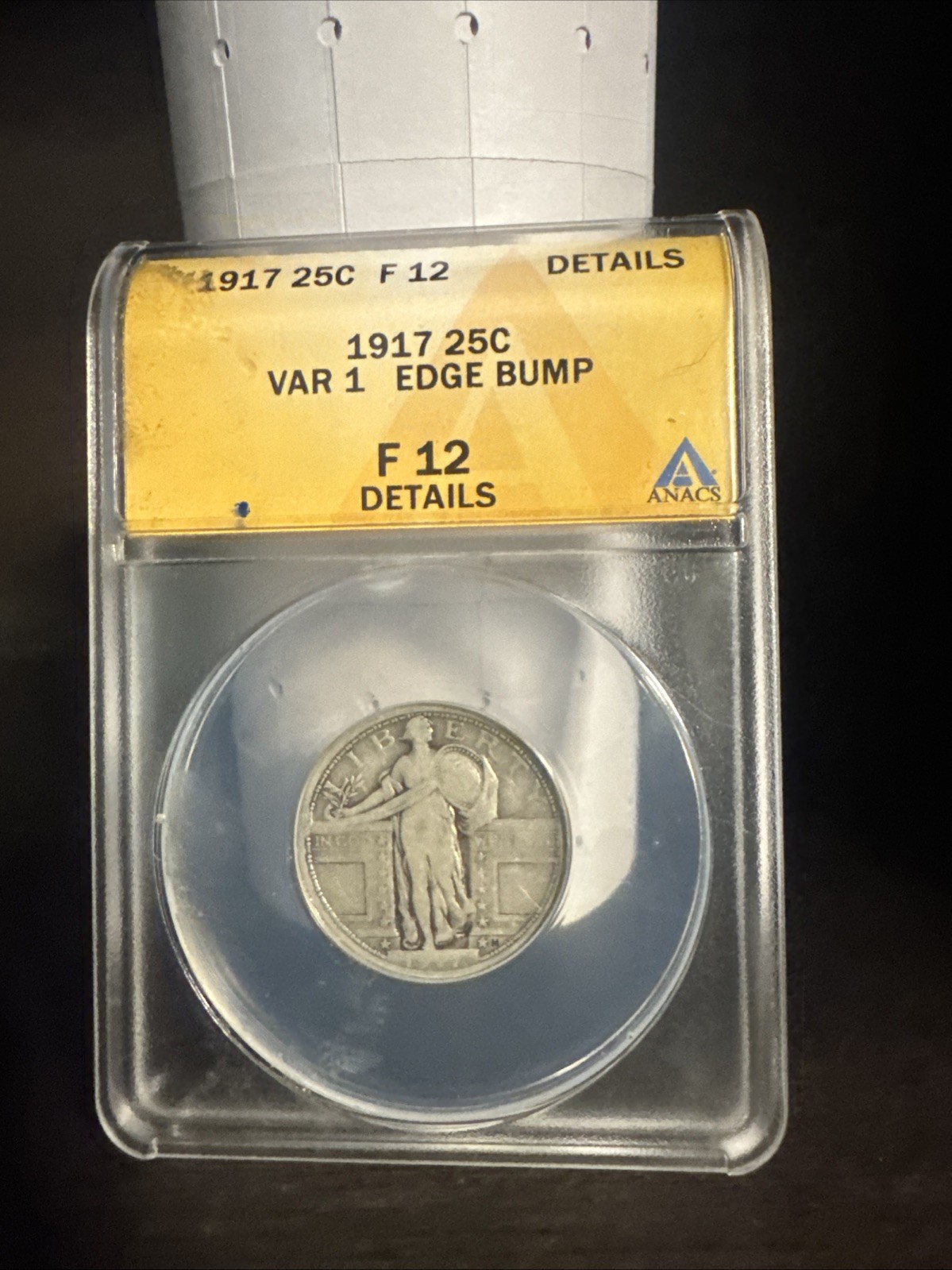 1917 Standing Liberty Quarter SLQ 25c ANACS F 12 Details Variety 1 (Fine) Type 1