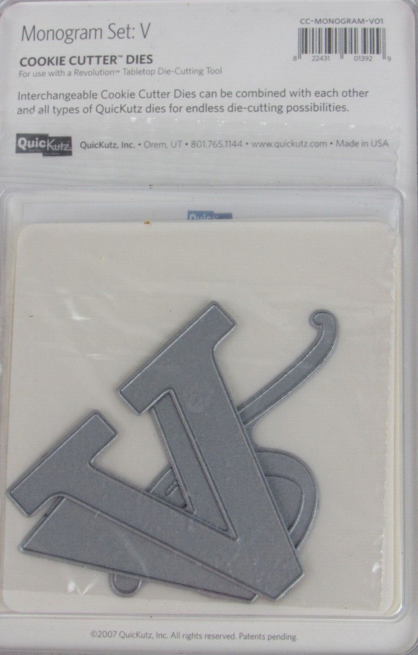 QuicKutz Monogram "V" Set, Cookie Cutter Dies, 3 dies, CC-MONOGRAM-V01