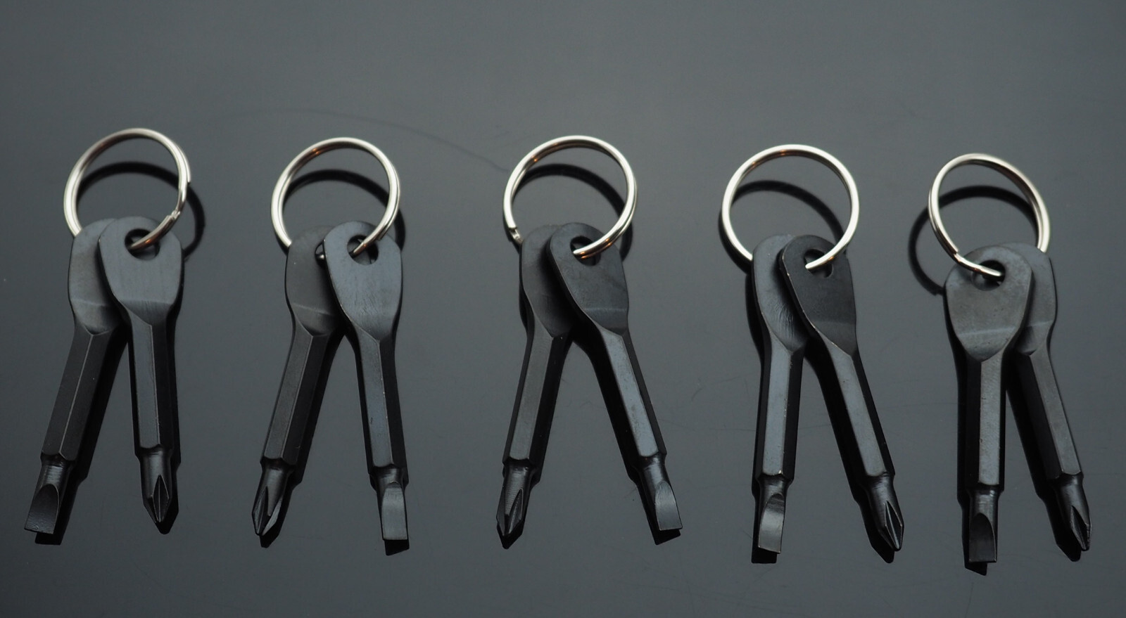 5pcs Key Ring Screwdriver EDC Tool Set Outdoor Pocket Mini Tool Keychain Black