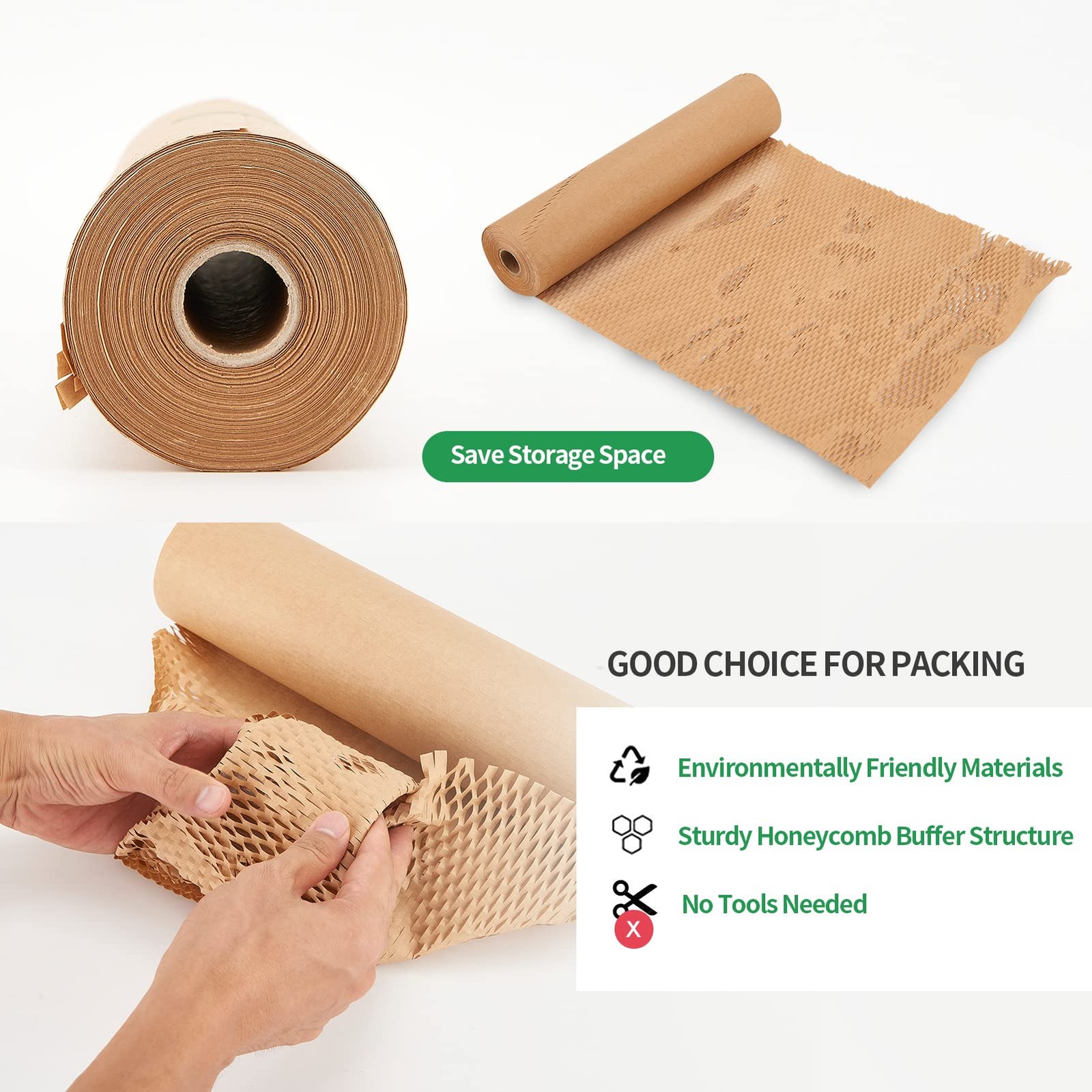 Honeycomb Packing , 15 Inches x 230 Feet Eco Friendly Recyclable Cushioning M...