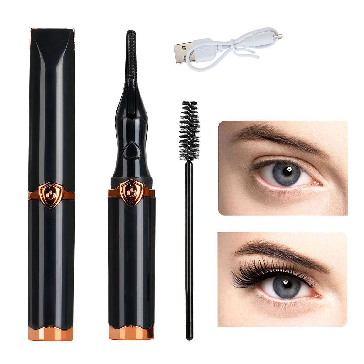 Electric Heated Eyelash Curler Makeup Curling Tool USB Rechargeable Long