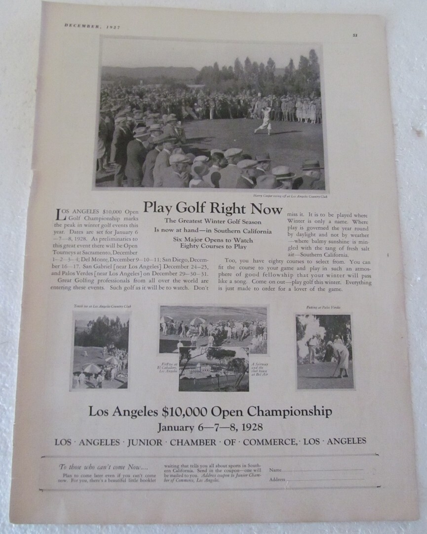 PARTIAL GOLF ILLUSTRATED MAGAZINE-22 PAGES OF NOVEMBER,  1923 INTERESTING READ