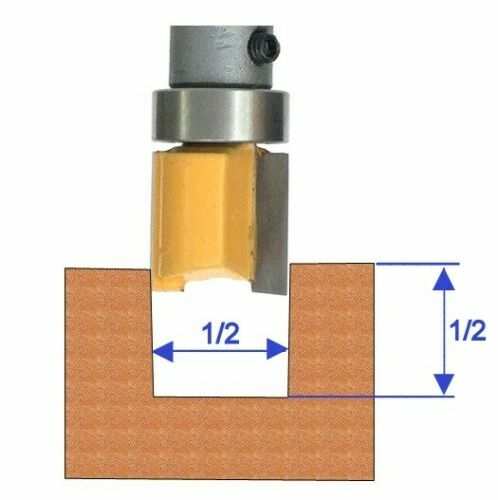 1 pc 1/4" Shank with Top Bearing Dado 1/2x1/2 Blade Flush Trim Pattern Bit S