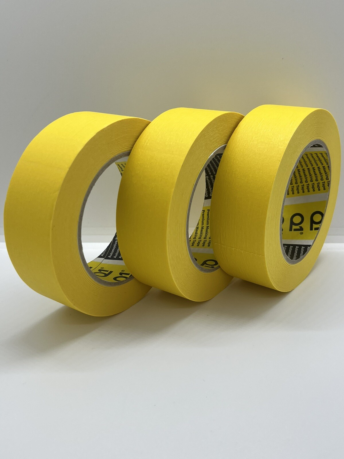 Q1 Masking Tape Automotive Refinishing 36mm x 50M 1.5" Roll Yellow - 3 PACK