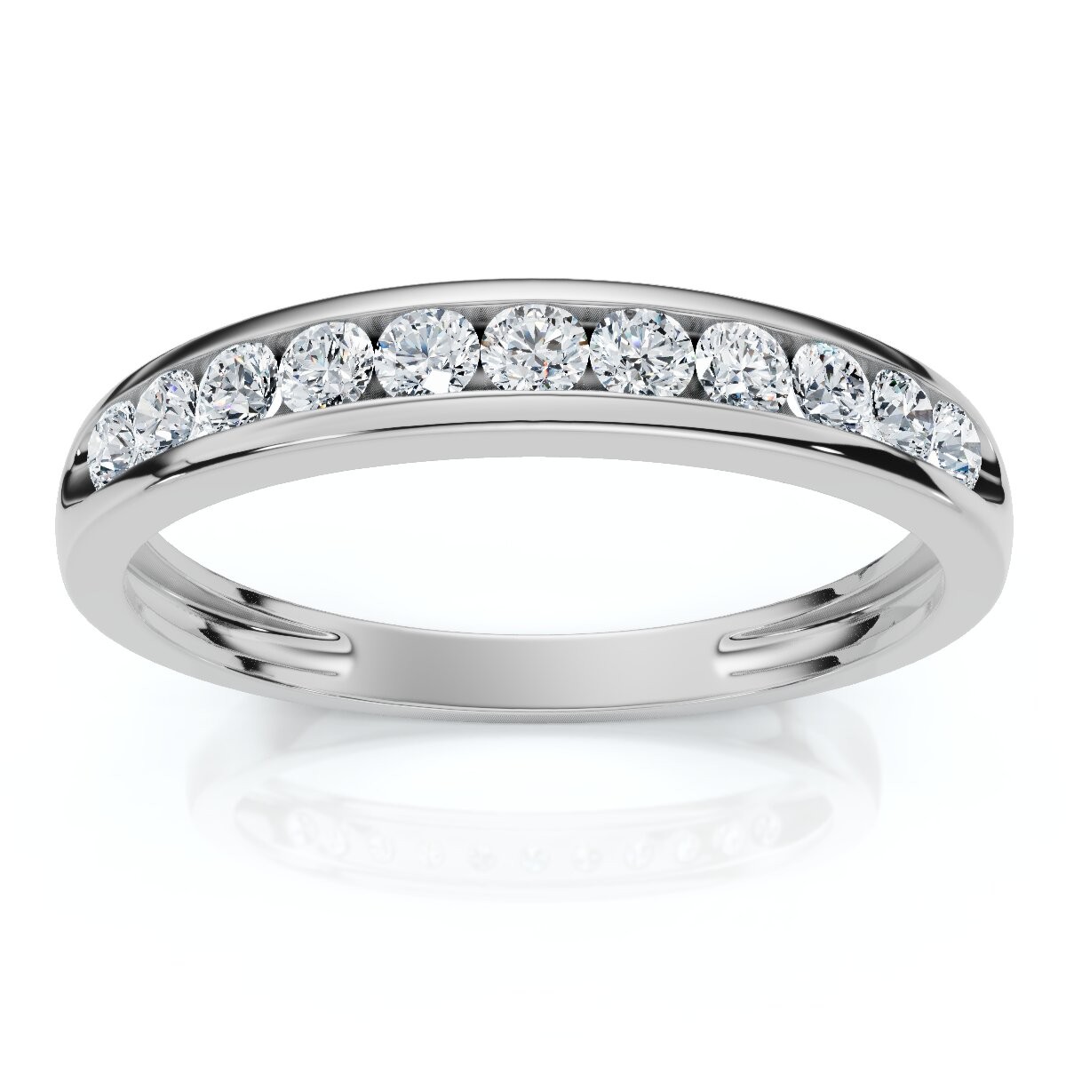 1/4ct Diamond 10k White Gold Wedding Stackable Ring Womens Channel Set Band