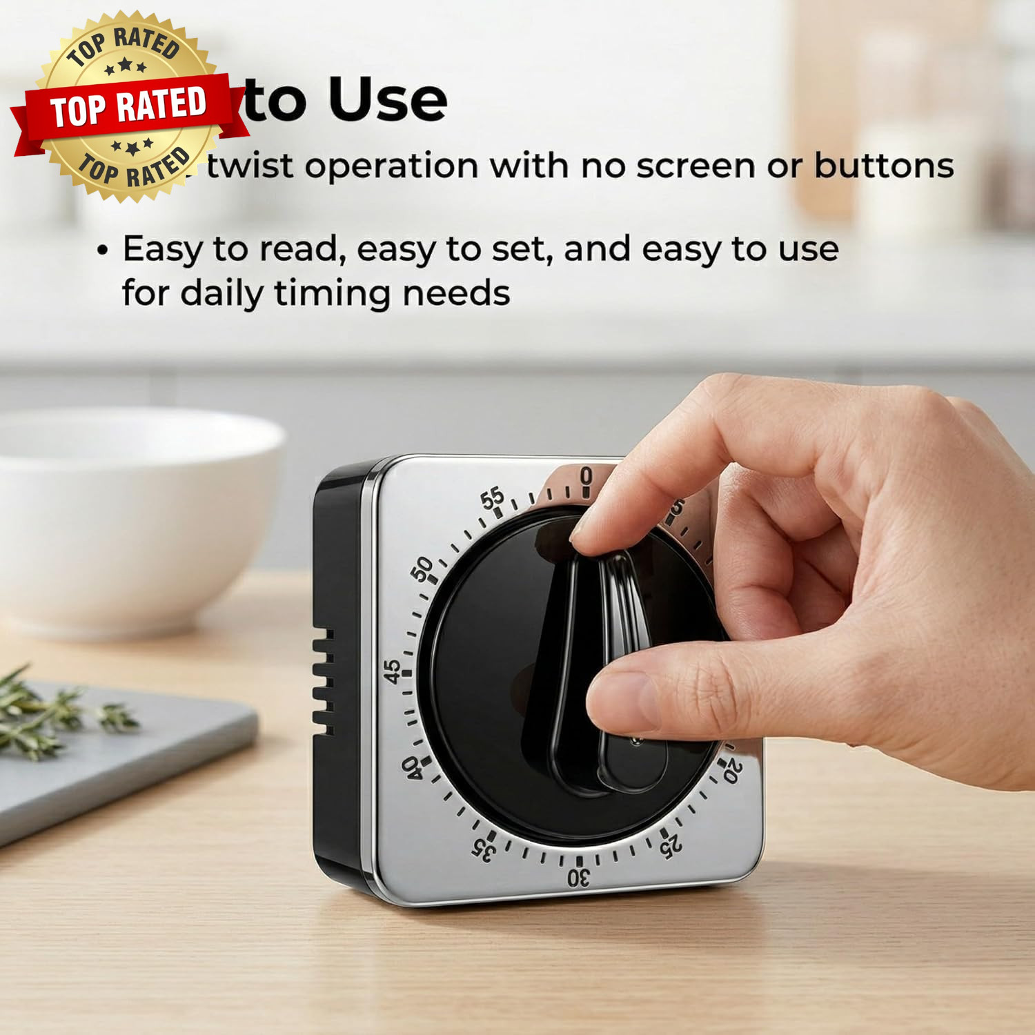 Kitchen Timers for Cooking, Mechanical Wind up Timer with Loud Ring, Magnetic Ba