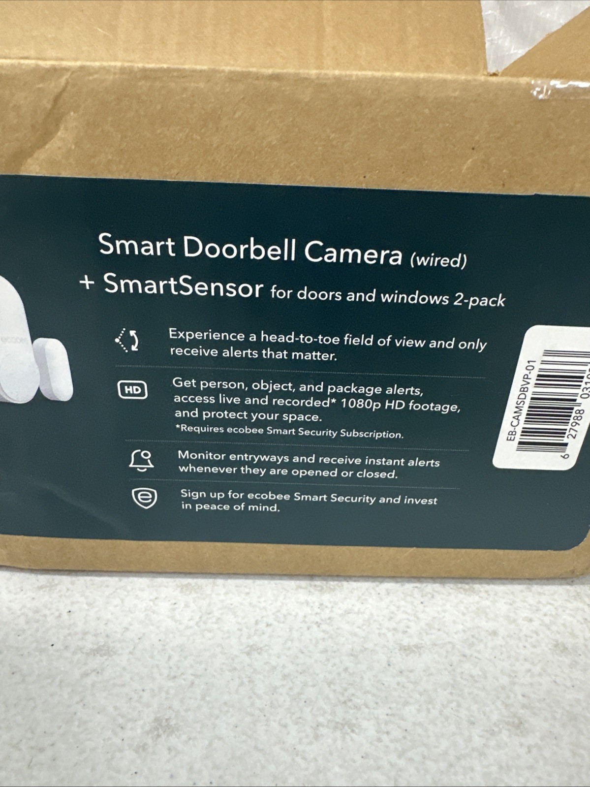 ecobee Security Bundle - Smart Doorbell Camera + 2 Pack Window/Door Smart Sensor